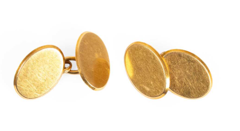 A pair of gold cufflinks said to have belonged to Sir Roger Casement, gifted to a Pentonville warden